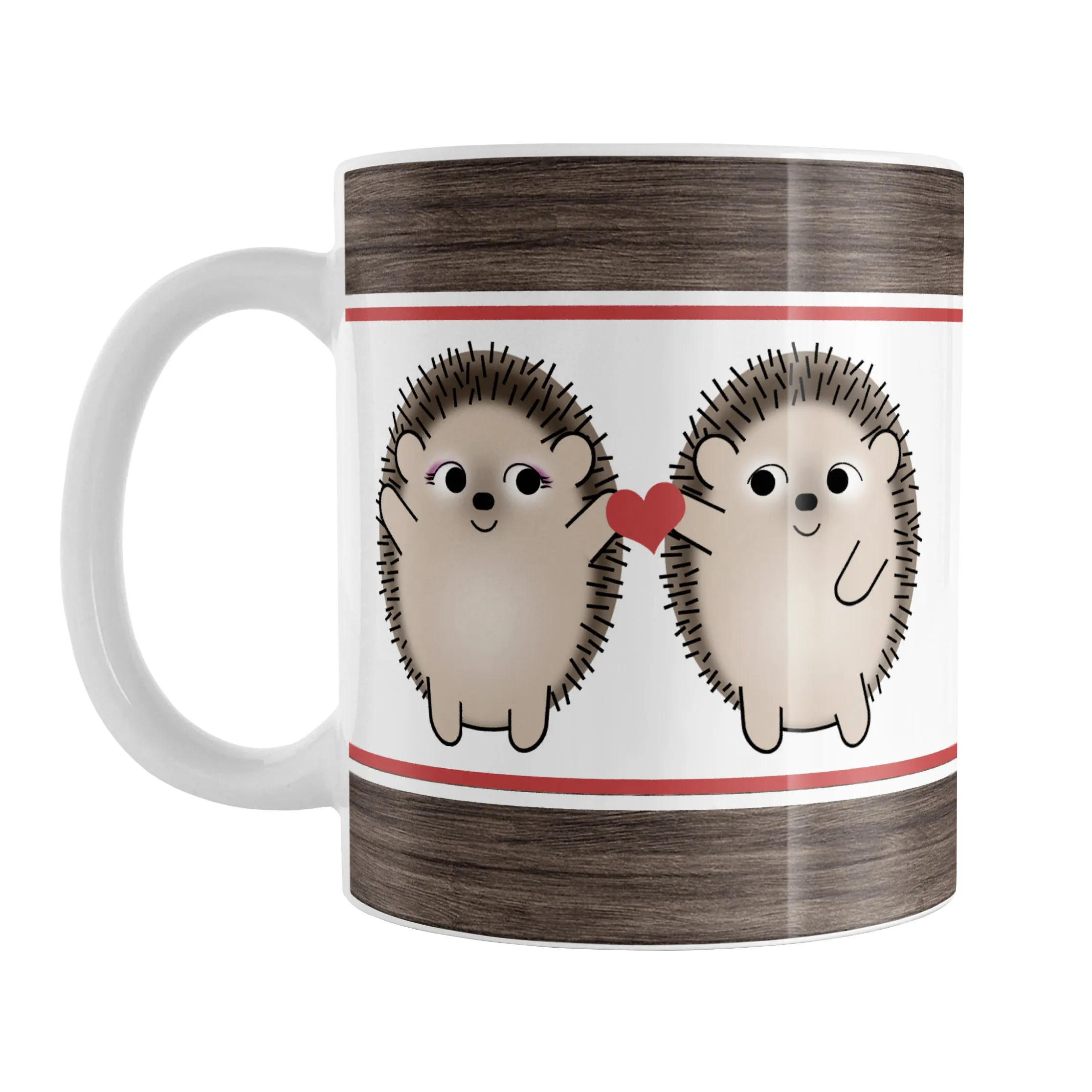 Cute Hedgehogs Holding Red Heart Mug