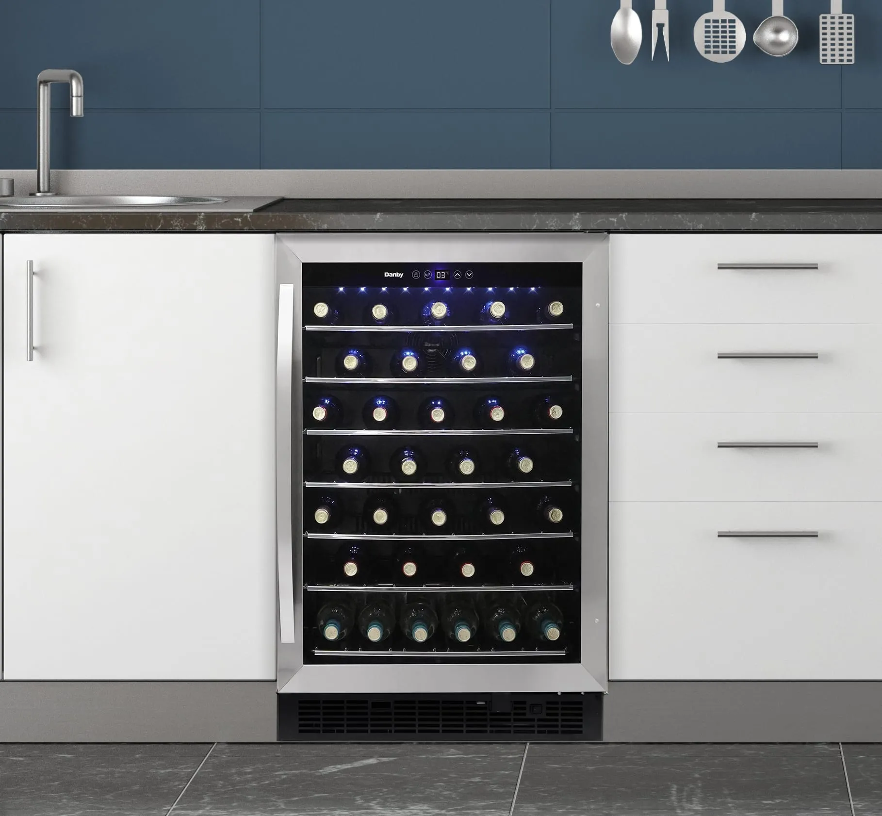 Danby - 23.8 Inch 60 Bottles cu. ft Wine Fridge Refrigerator in Stainless - DWC057A1BSS