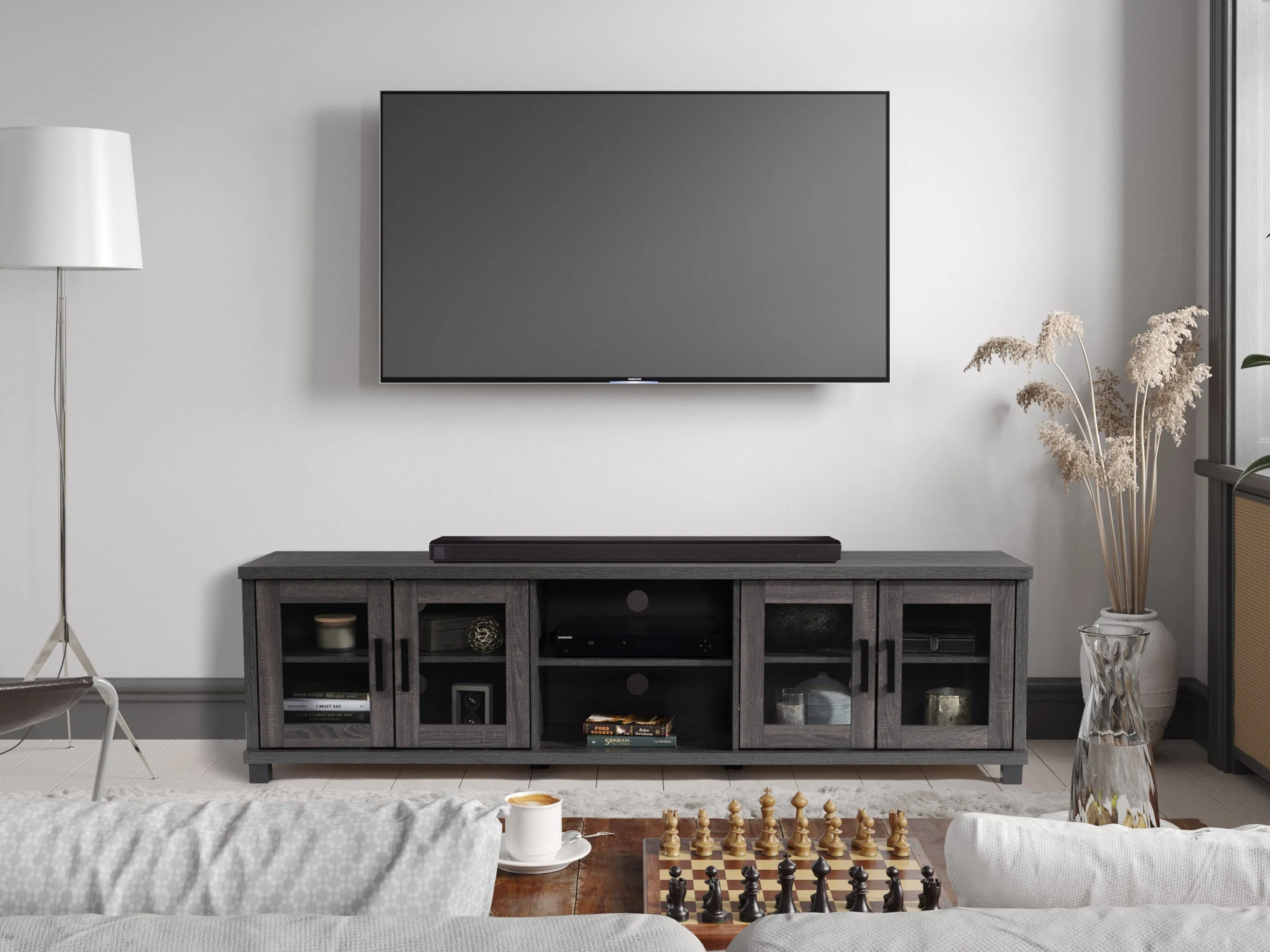 Dark Grey TV Bench, TV's up to 95"