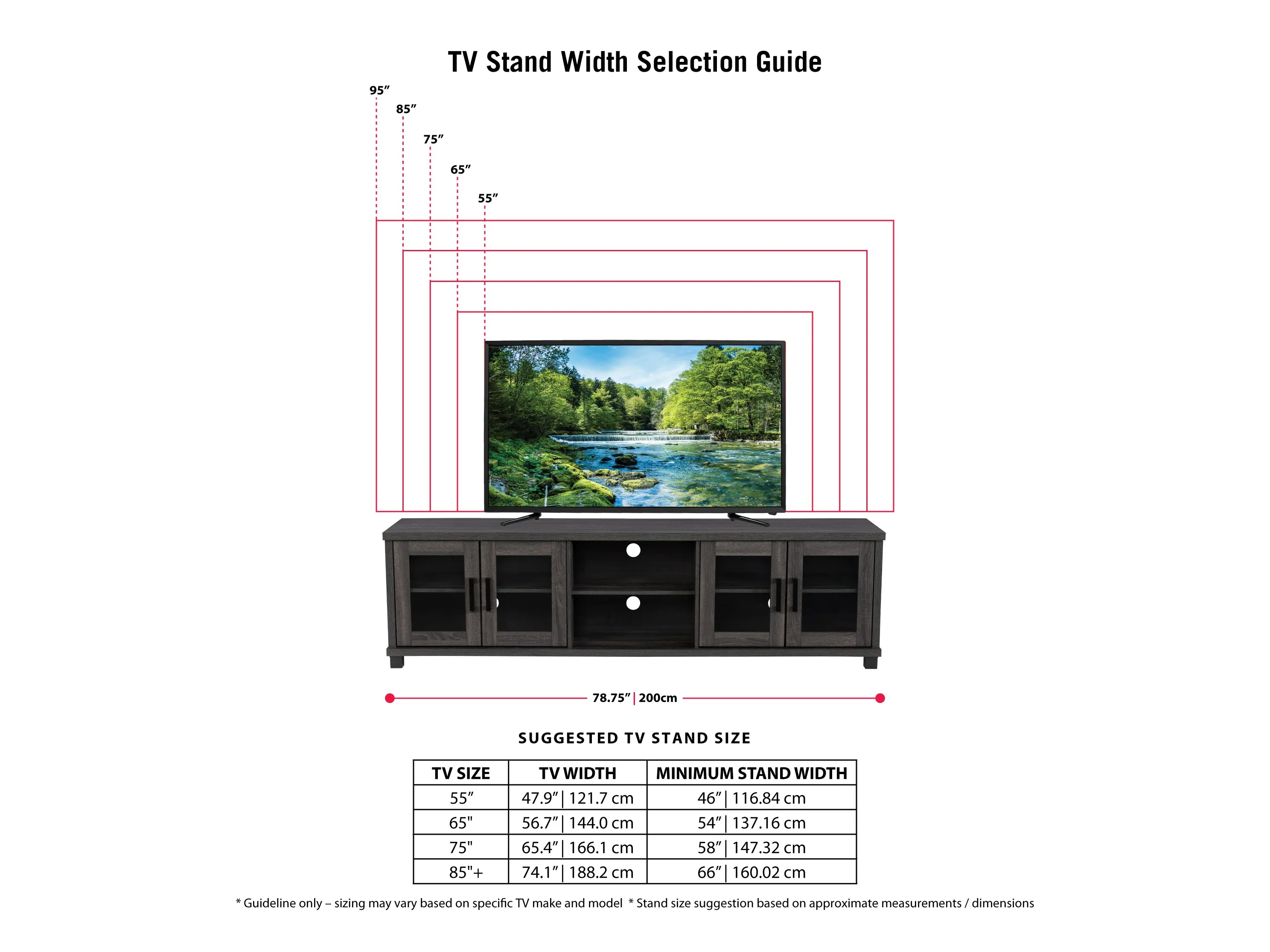 Dark Grey TV Bench, TV's up to 95"