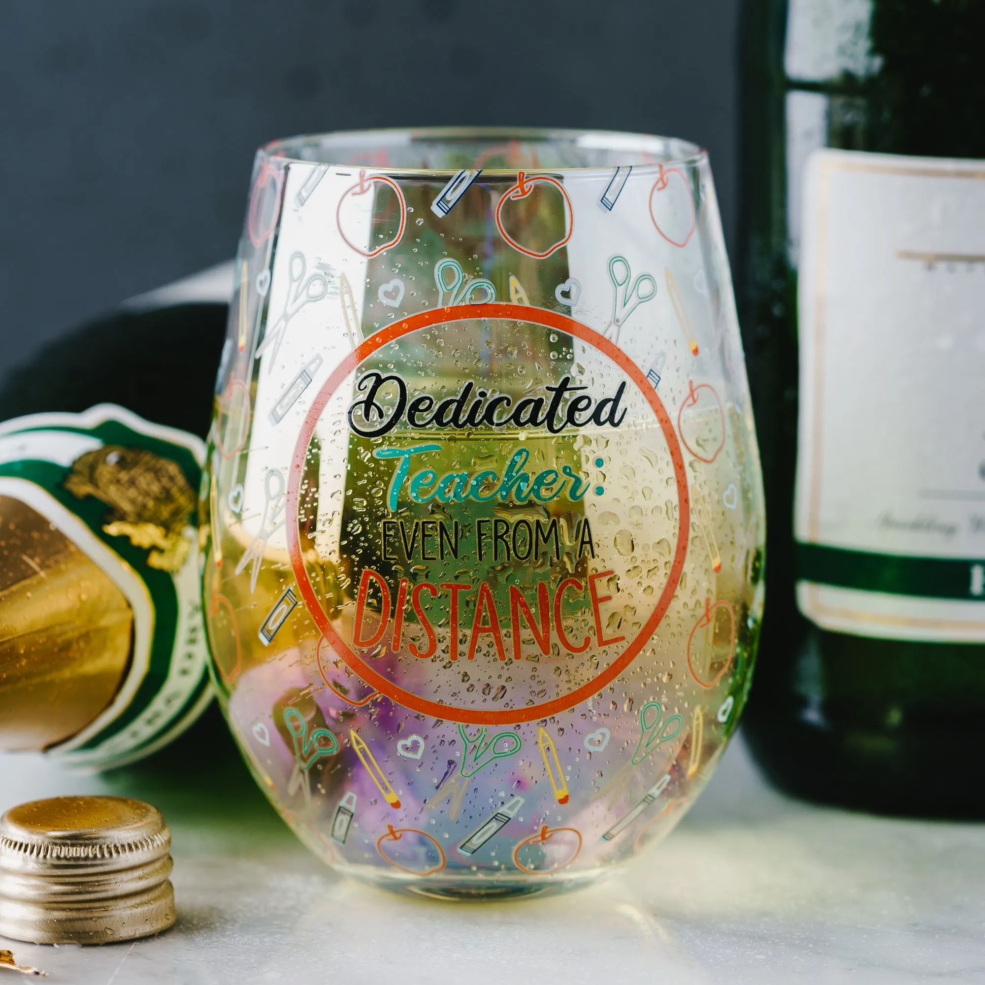 Dedicated Teacher 18 oz Stemless Wine Glass