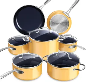 Duralon Blue Ceramic Nonstick Cookware Set, Diamond Infused Scratch-Resistant, PFAS Free