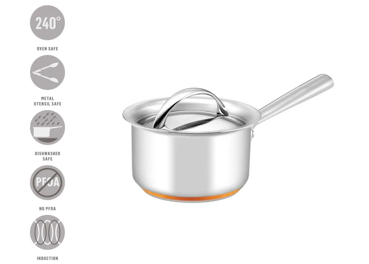 Essteele Per Vita Copper Base Stainless Steel Induction Covered Saucepan 16cm (1.9L)