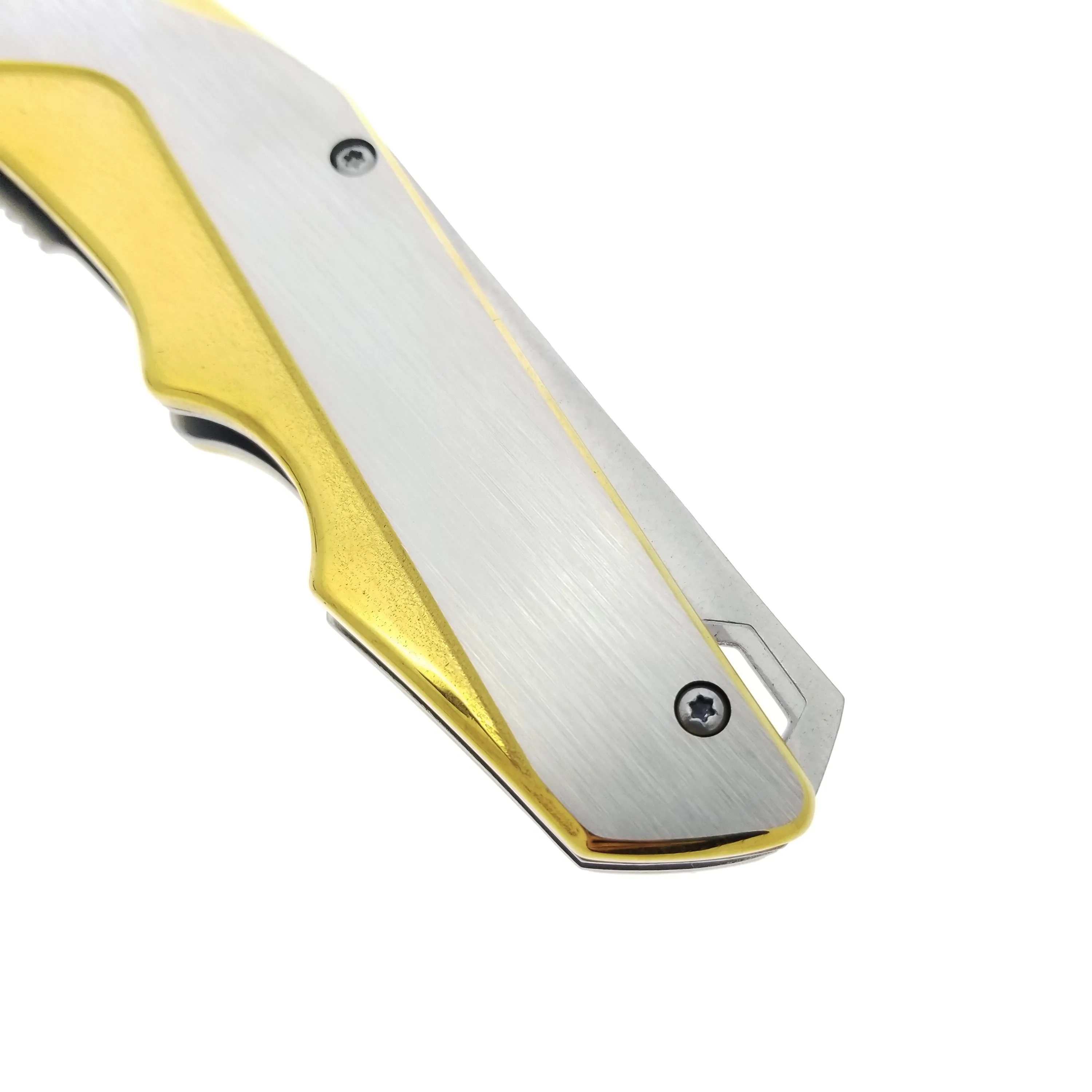 Falcon 8" Gold and Silver Spring Assisted Pocket Knife