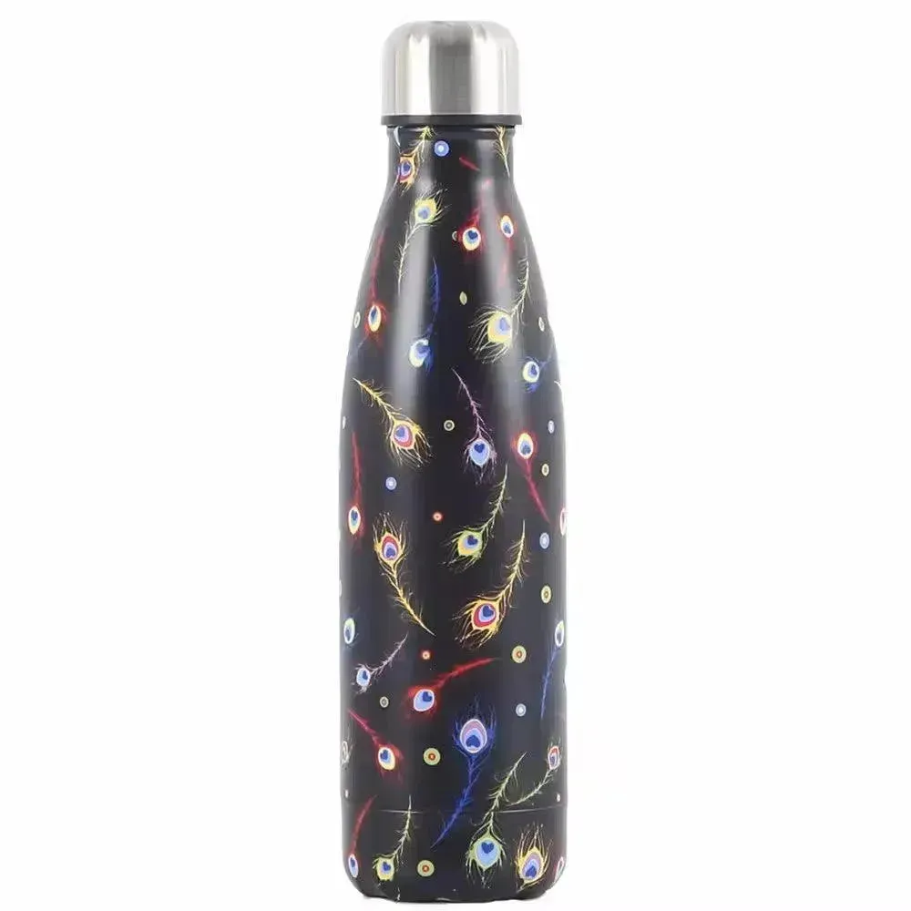 Feather Print Cola Metal Water Bottle (500 ml)