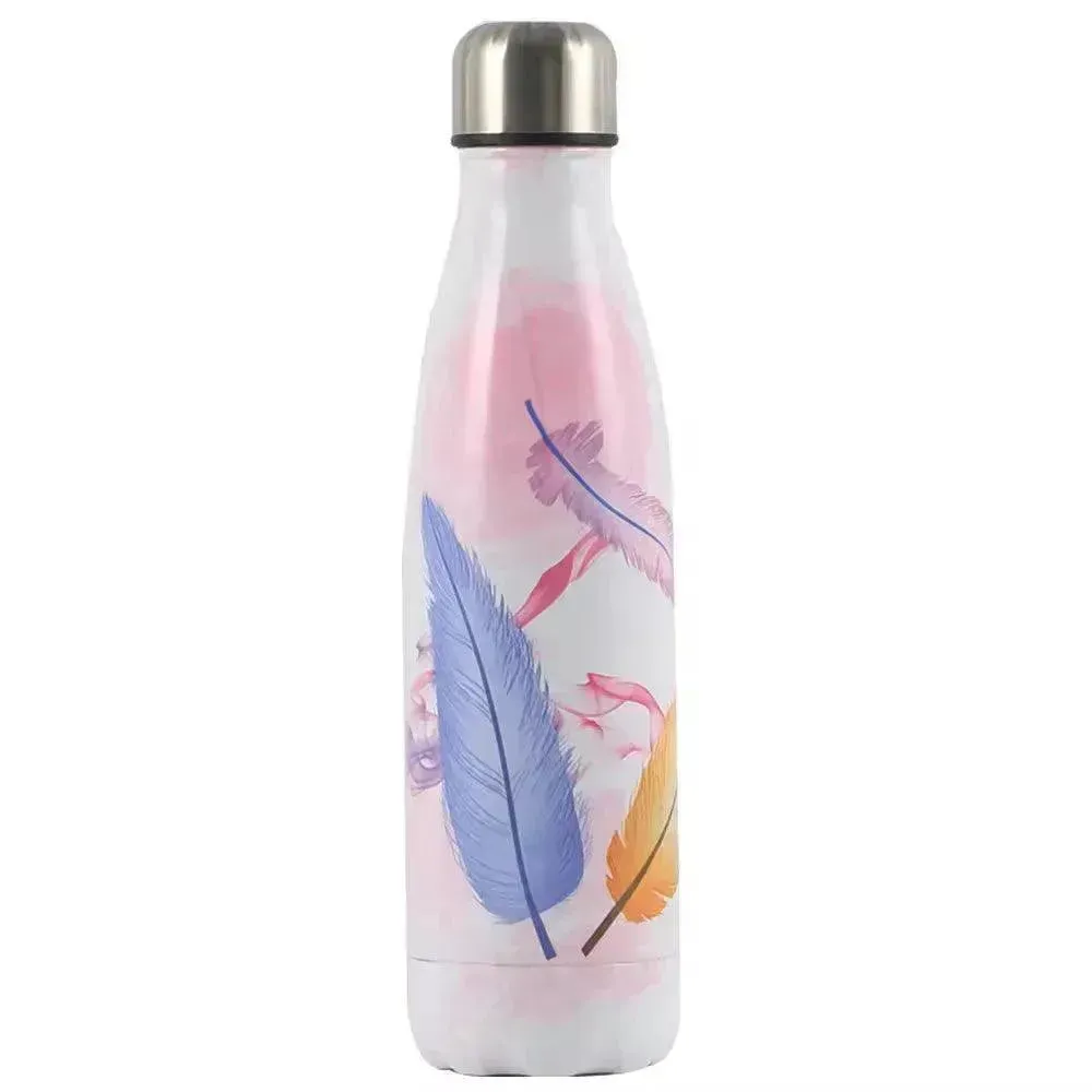 Feather Print Cola Metal Water Bottle (500 ml)