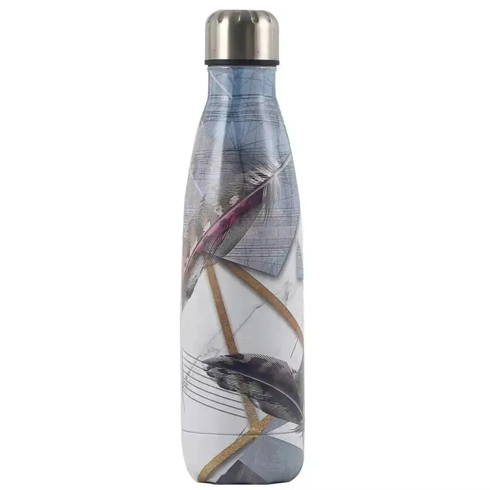 Feather Print Cola Metal Water Bottle (500 ml)