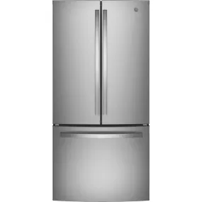 GE 24.8-cu ft French Door Refrigerator with Ice Maker (Stainless Steel) GNE25JYKFS