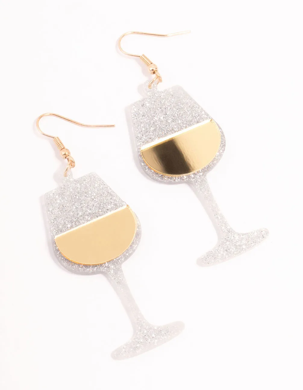 Glitter Wine Glass Acrylic Drop Earrings