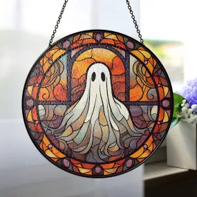 Halloween Stained Glass Suncatcher Collection | Decorative Window Hanging | 2 Sizes | Holiday Decor Accents | Spooky Ghost