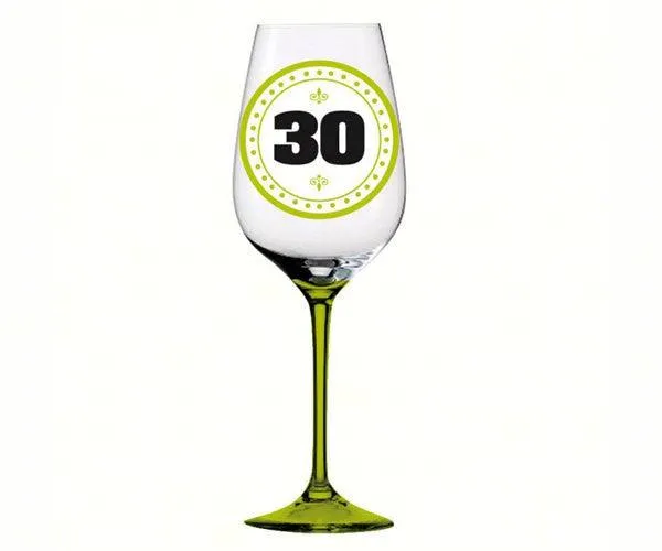 Handpainted Wine Glass Happy 30th Birthday