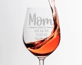 Happy First Mother's Day Father's Set of 2 Wine Glasses Personalized Kids Birthdates from Daughter Son New Mommy Retirement Congratulations