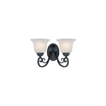 Hardware House 544866 Wall Light Fixture, 2 Light Textured Black