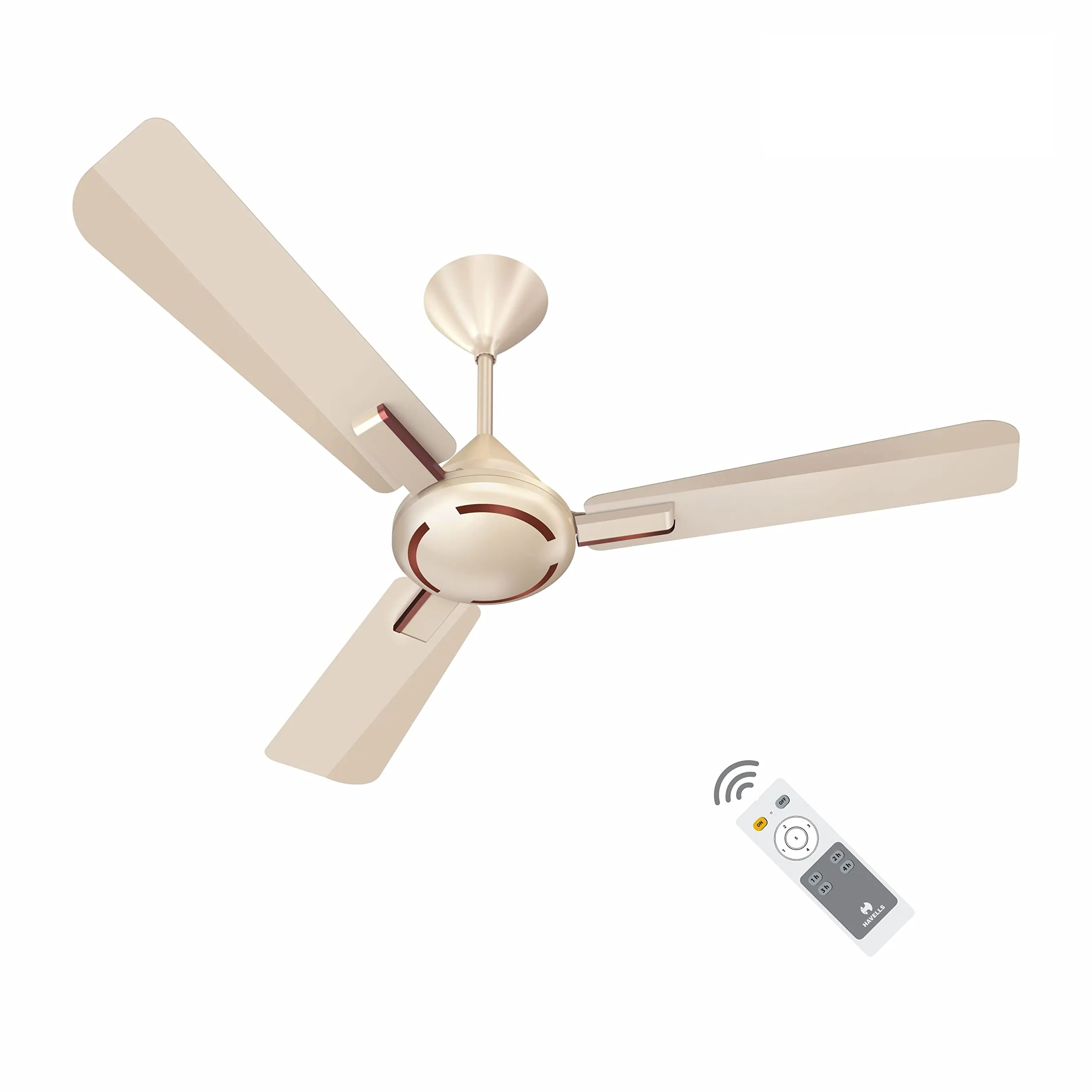 Havells Ambrose Decorative BLDC 1200mm Energy Saving with Remote Control 5 Star Ceiling Fan (Gold Mist Wood, Pack of 1)