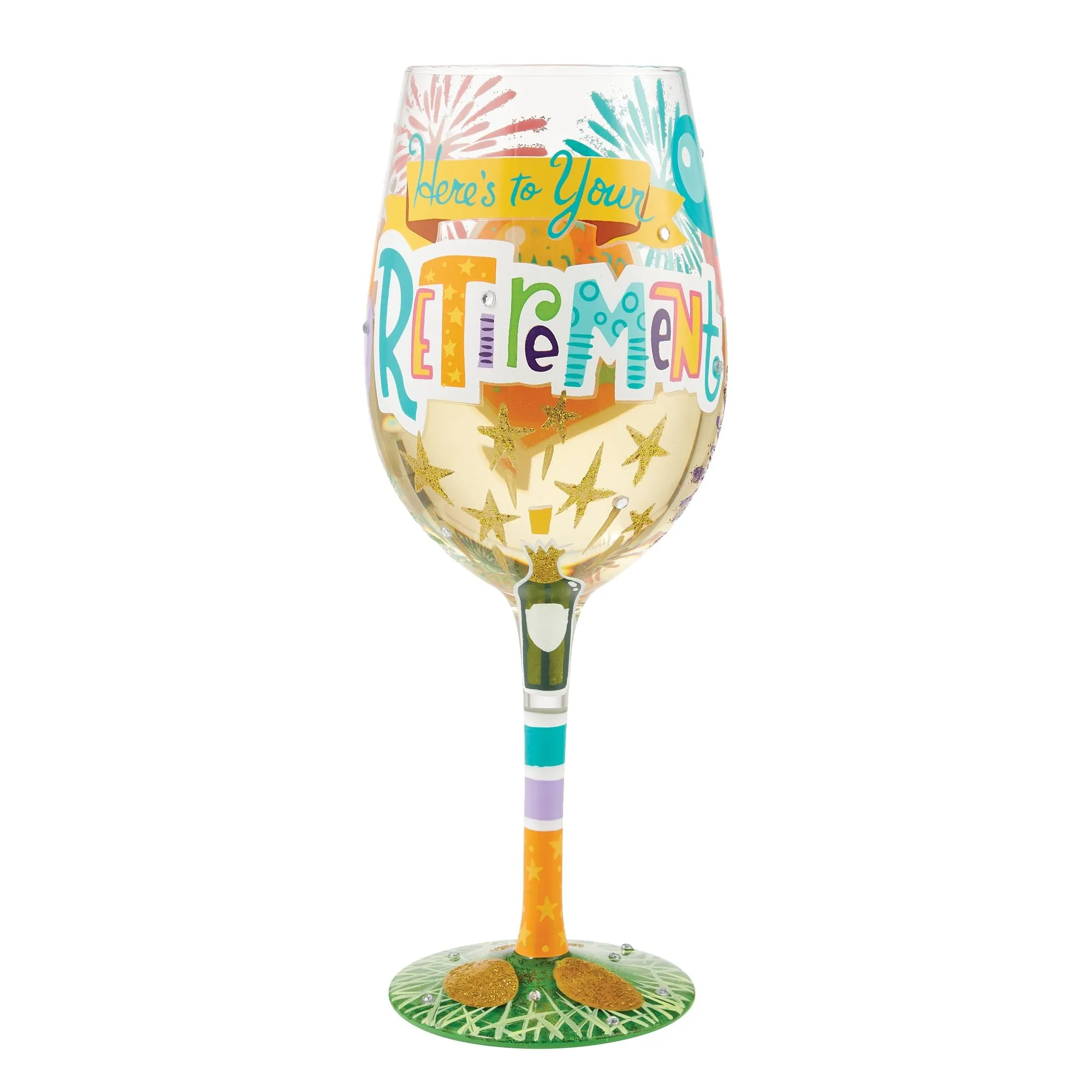 Here's To Your Retirement Hand Painted wine glass