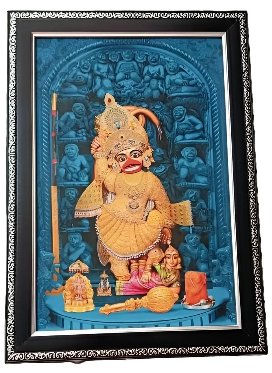 HETVI ENTERPRISE Salangpur Hanuman Wooden Photo Frame inch Divine Shri Kashtbhanjan Dev Hanuman Ji Salangpur