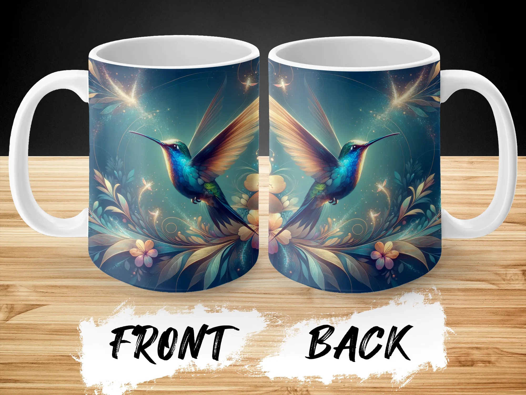 Hummingbird Floral Fantasy Design, Hummingbird Mug, Hummingbird Gifts for Women, Hummingbird Lover Gift for her, Cute Hummingbird Mug