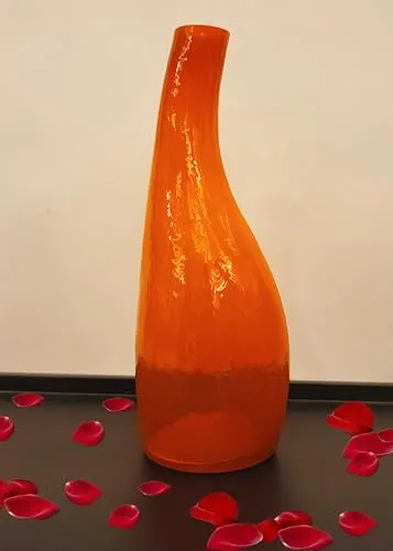 KALAKRITI Glass Flower Vase (Ht-23 cm, Amber Lustre)