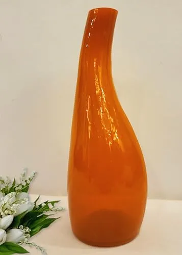 KALAKRITI Glass Flower Vase (Ht-23 cm, Amber Lustre)