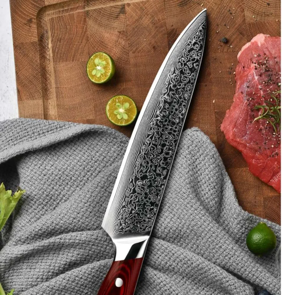 Kitchen Edge VG10 Damascus Chef Knife with Pakkawood handle