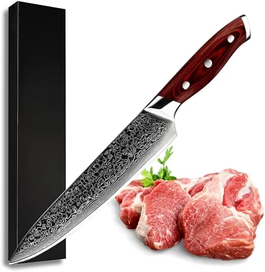 Kitchen Edge VG10 Damascus Chef Knife with Pakkawood handle