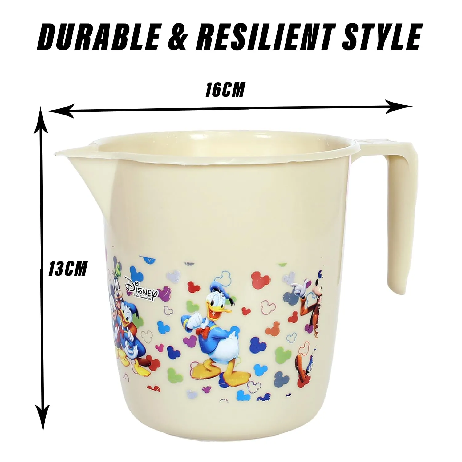 Kuber Industries Disney Team Bathroom Mug | Plastic Bath Mug for Bathroom | Mug for Bathroom | Mug for Toilet | Washroom Jug | 111 Bath Mug | 1 LTR | Pack of 2 | Beige