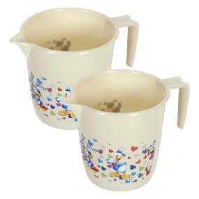 Kuber Industries Disney Team Bathroom Mug | Plastic Bath Mug for Bathroom | Mug for Bathroom | Mug for Toilet | Washroom Jug | 111 Bath Mug | 1 LTR | Pack of 2 | Beige