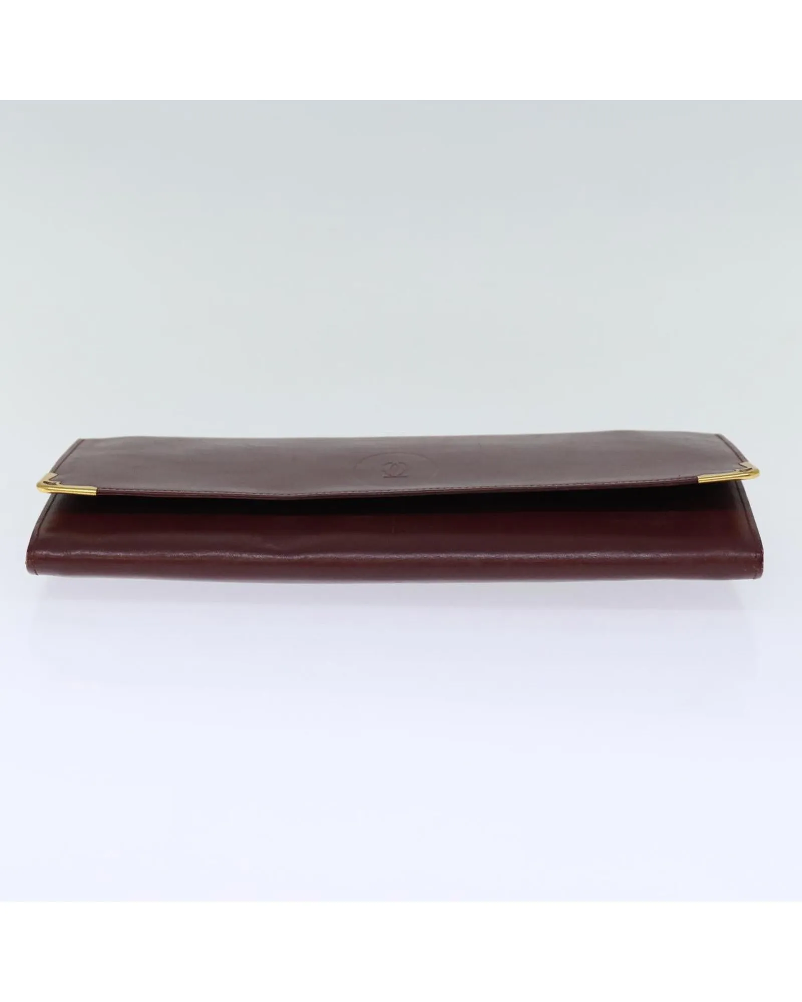 Leather Wine Red Clutch Bag by Cartier