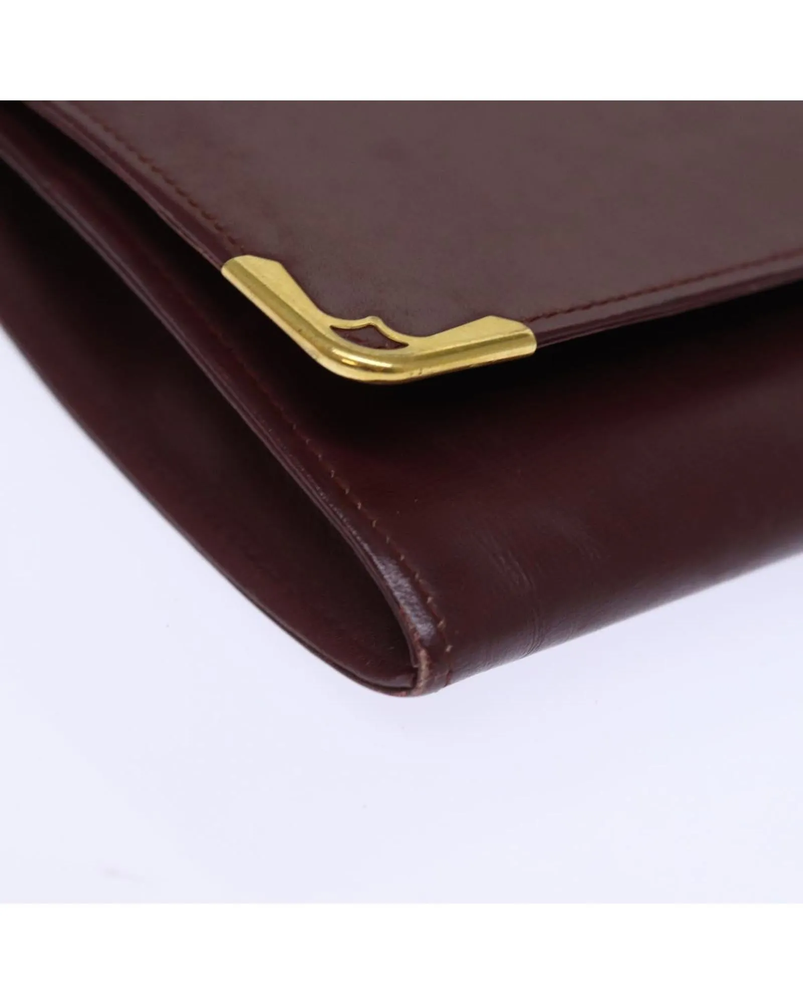 Leather Wine Red Clutch Bag by Cartier