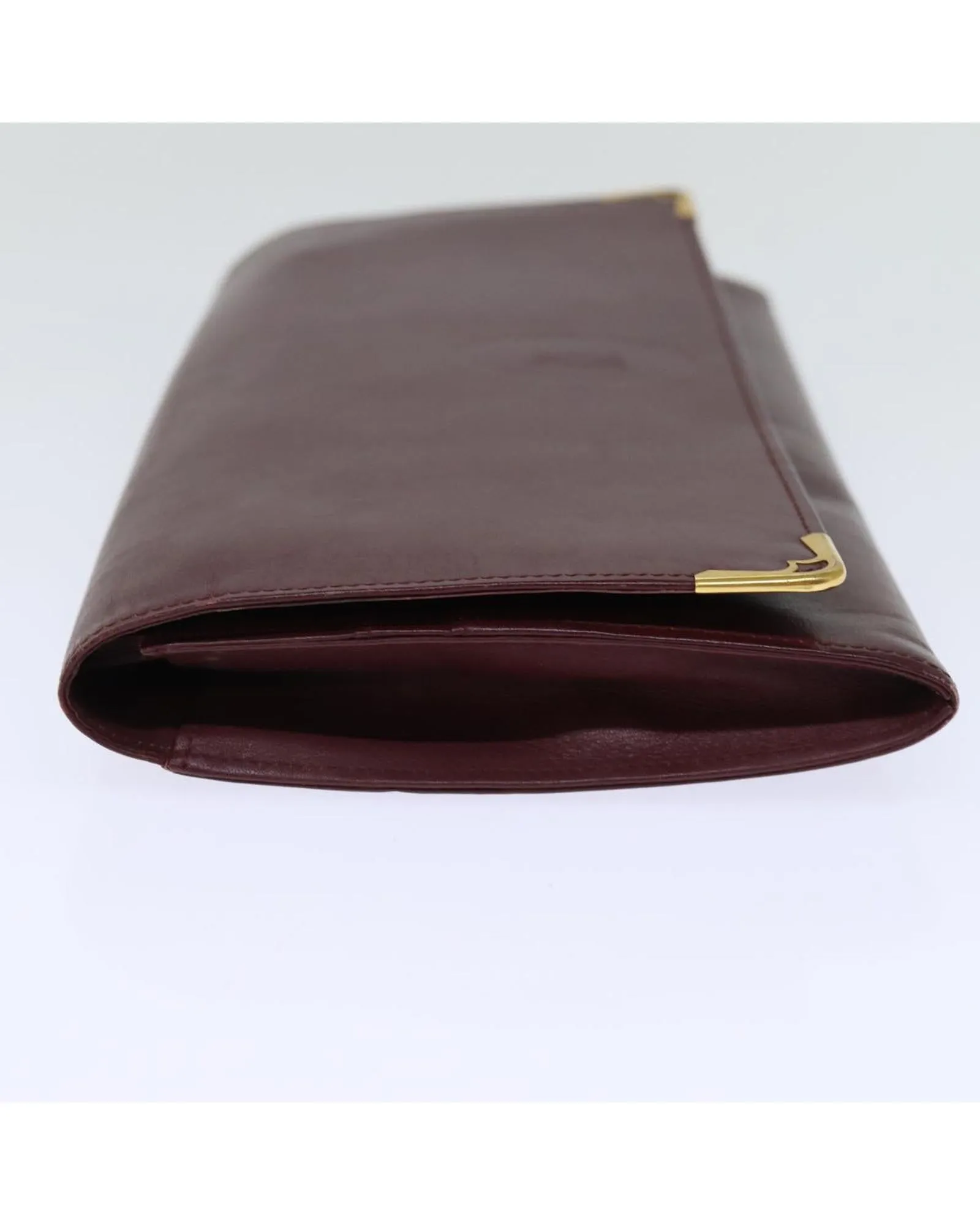 Leather Wine Red Clutch Bag by Cartier