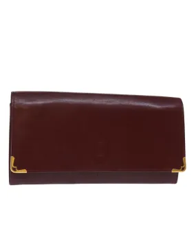 Leather Wine Red Clutch Bag by Cartier