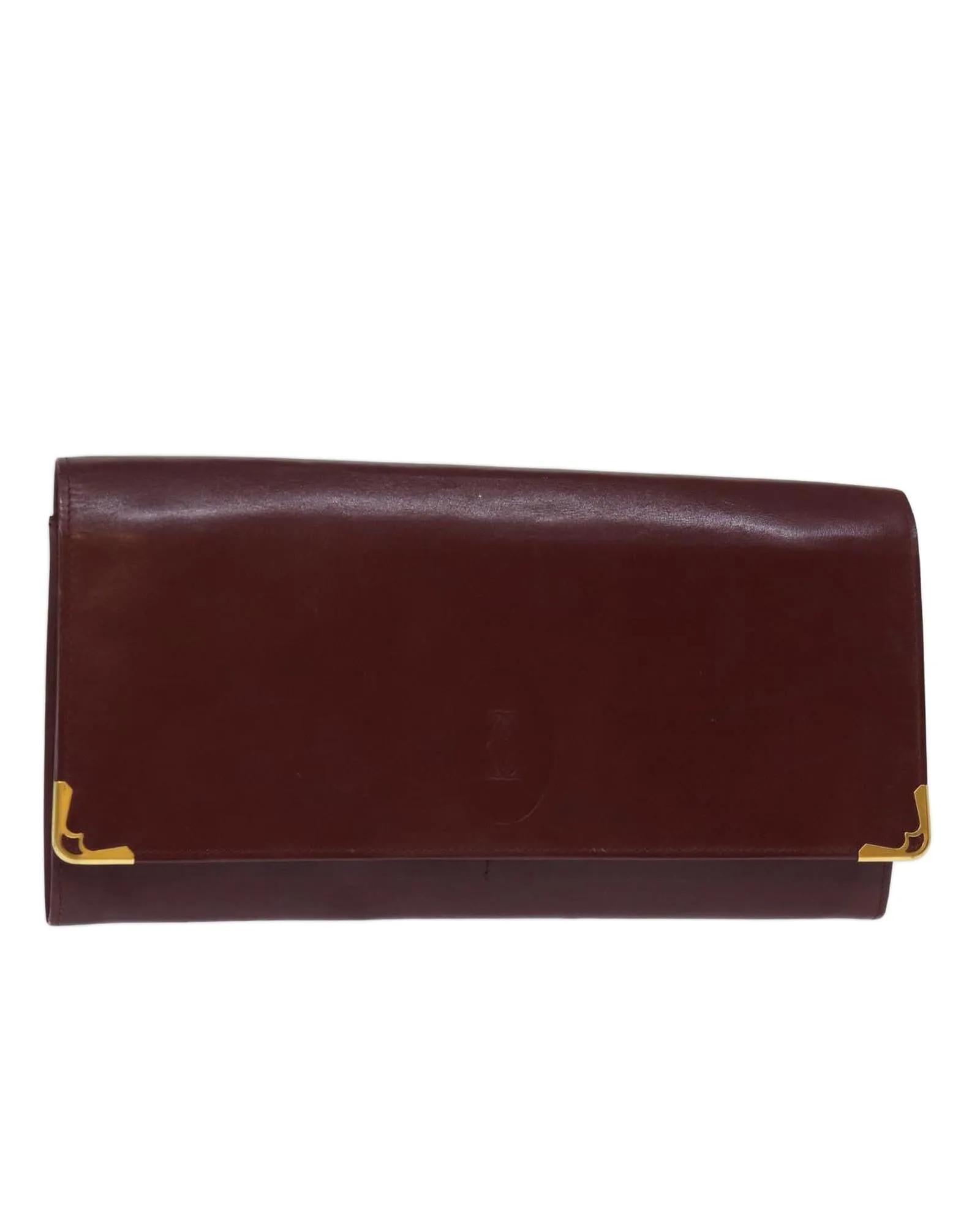 Leather Wine Red Clutch Bag by Cartier