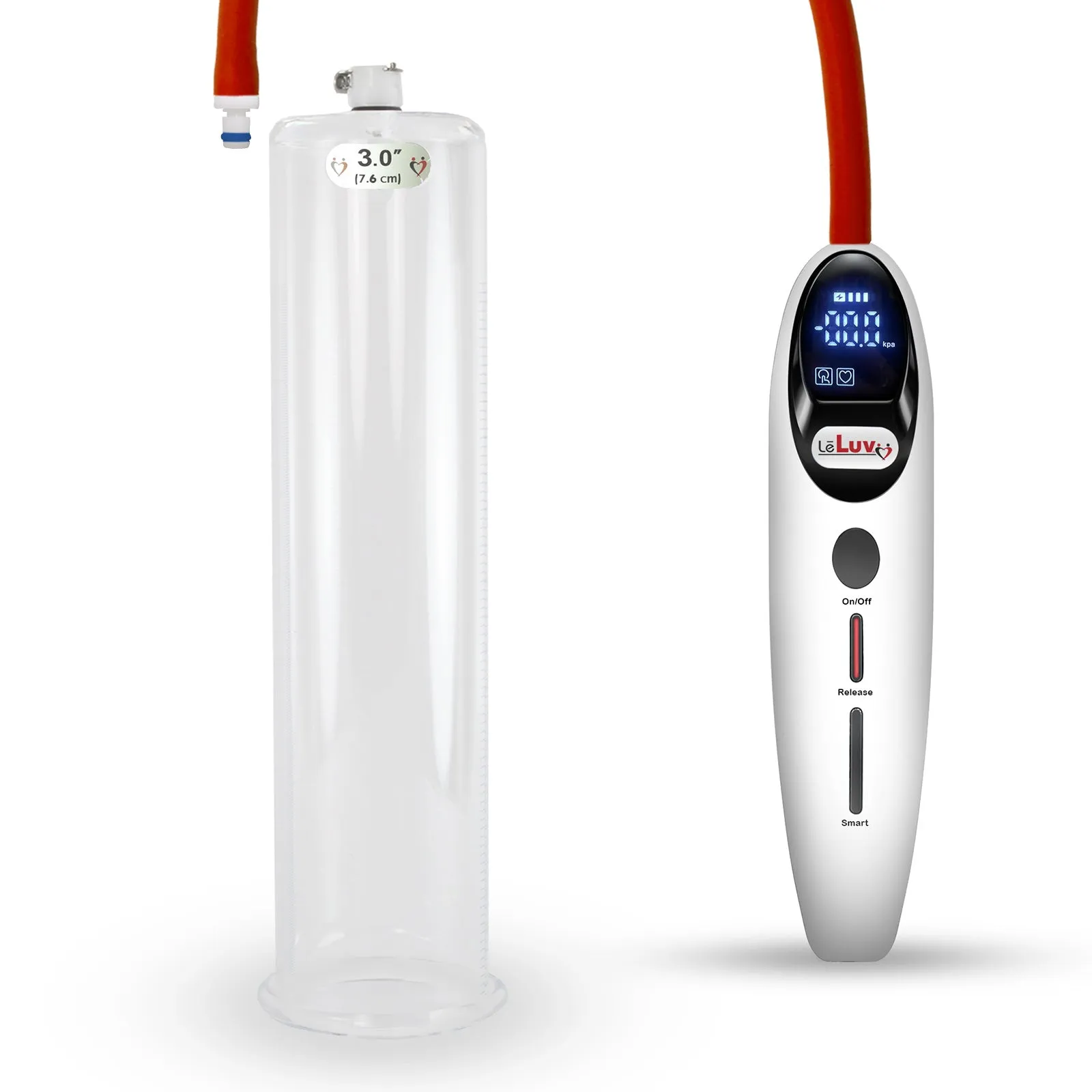 LeLuv Magna Smart LCD Penis Pump | 9 or 12 Inch Length Cylinder | Round Flange