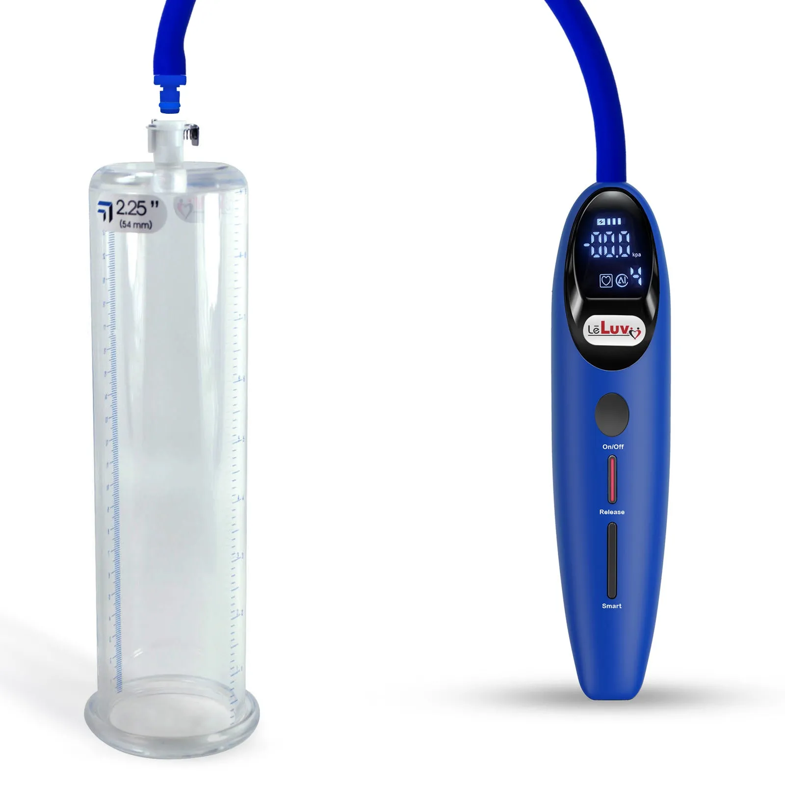 LeLuv Magna Smart LCD Penis Pump | 9 or 12 Inch Length Cylinder | Round Flange