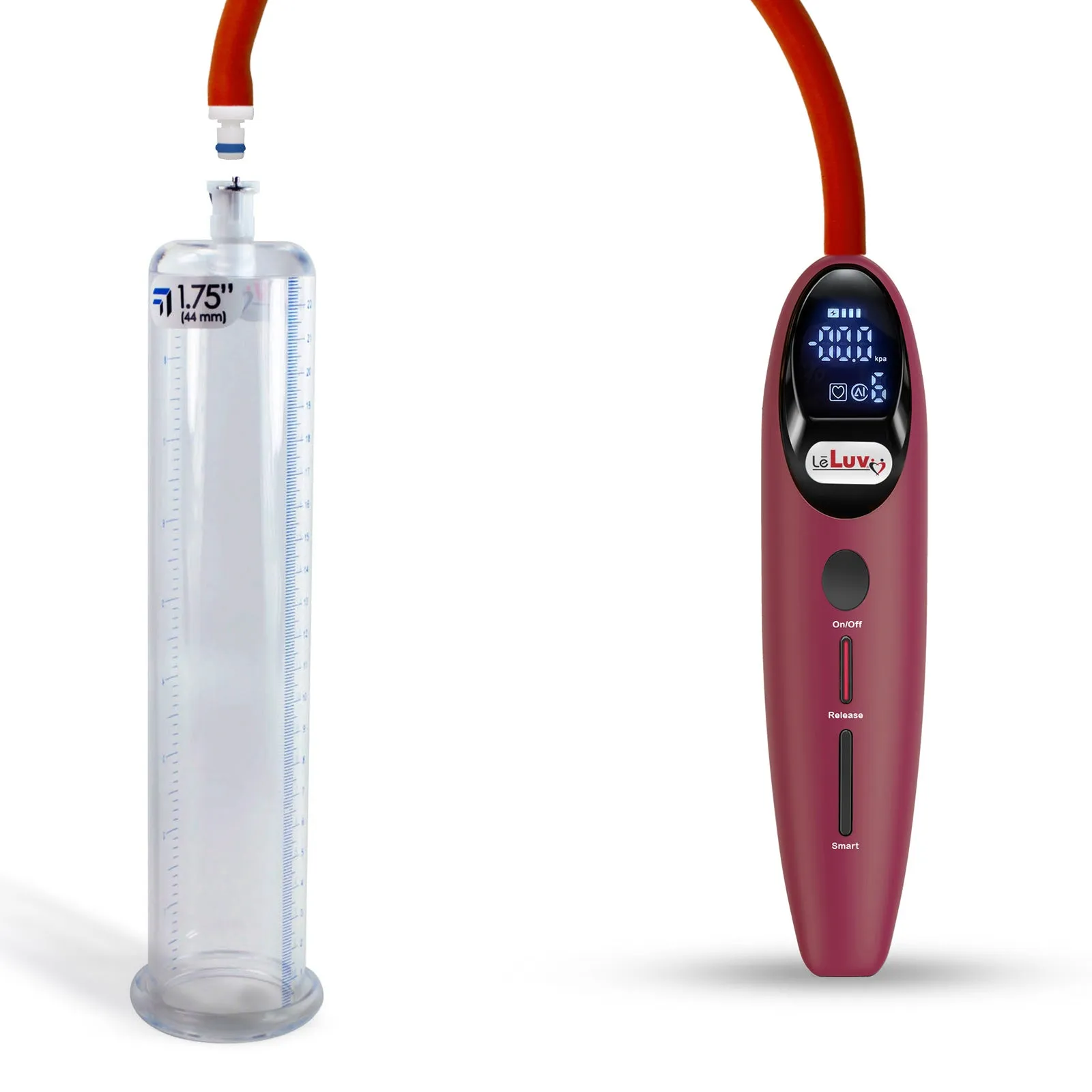 LeLuv Magna Smart LCD Penis Pump | 9 or 12 Inch Length Cylinder | Round Flange