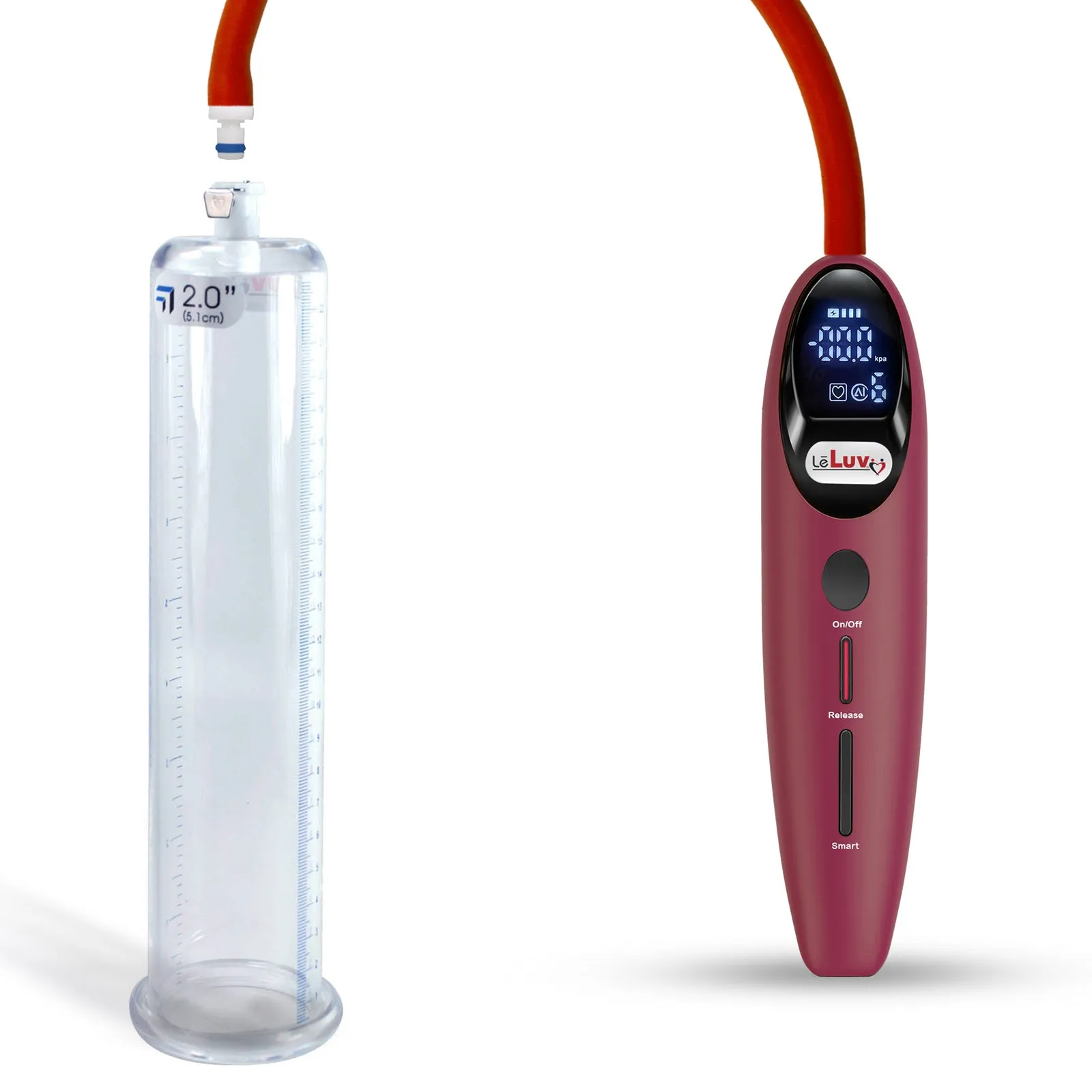 LeLuv Magna Smart LCD Penis Pump | 9 or 12 Inch Length Cylinder | Round Flange