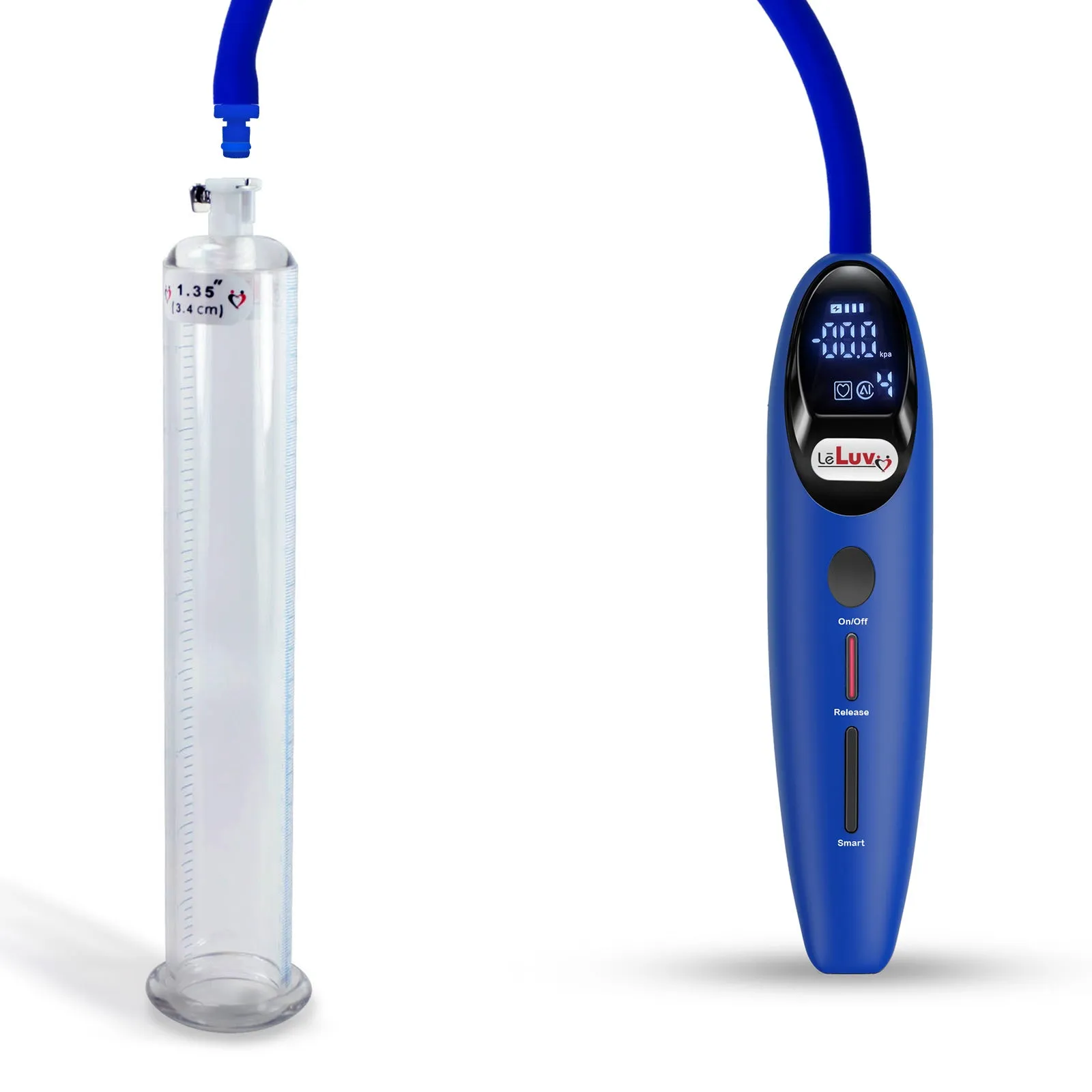 LeLuv Magna Smart LCD Penis Pump | 9 or 12 Inch Length Cylinder | Round Flange