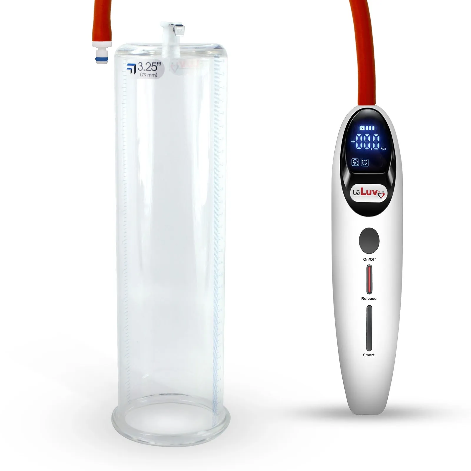 LeLuv Magna Smart LCD Penis Pump | 9 or 12 Inch Length Cylinder | Round Flange