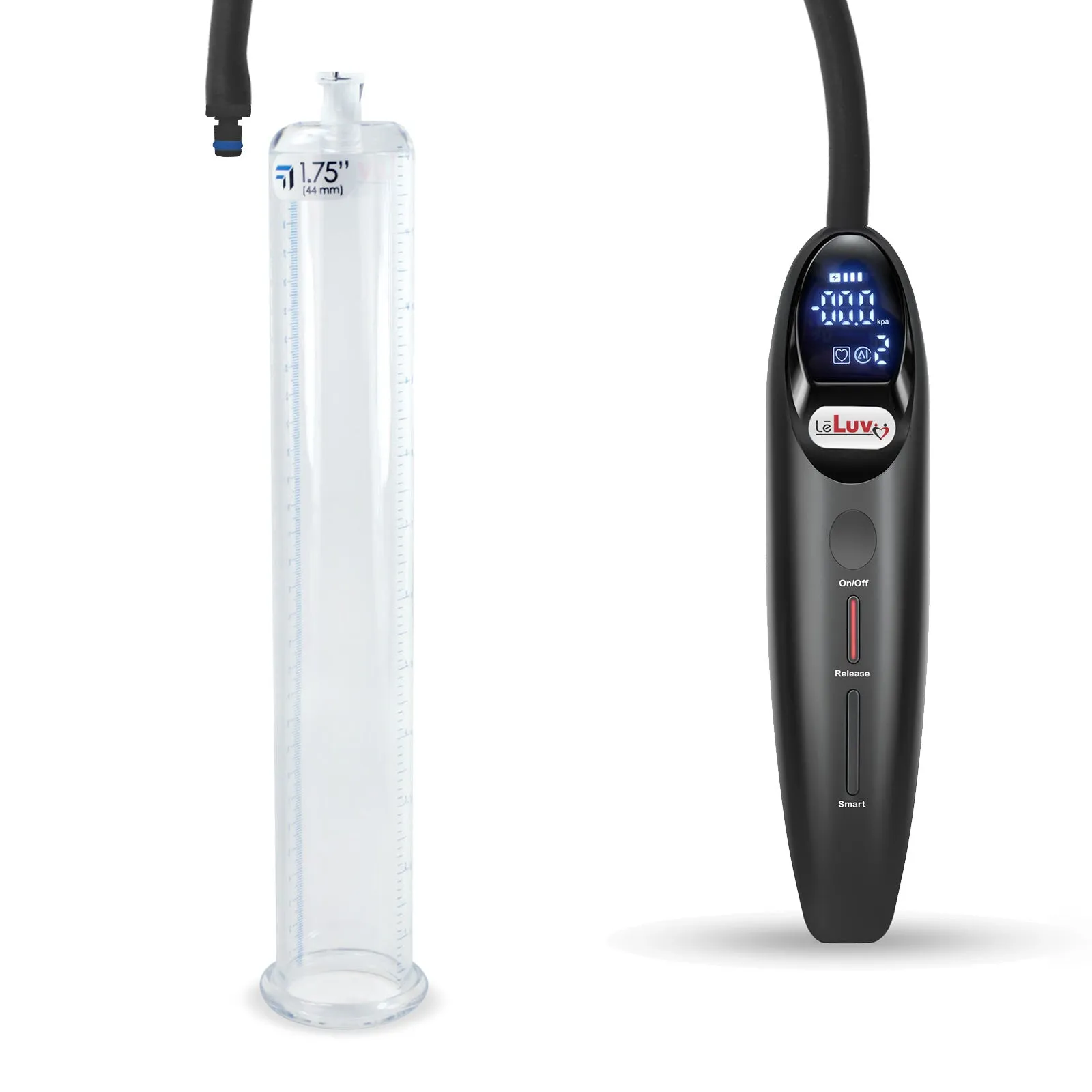 LeLuv Magna Smart LCD Penis Pump | 9 or 12 Inch Length Cylinder | Round Flange