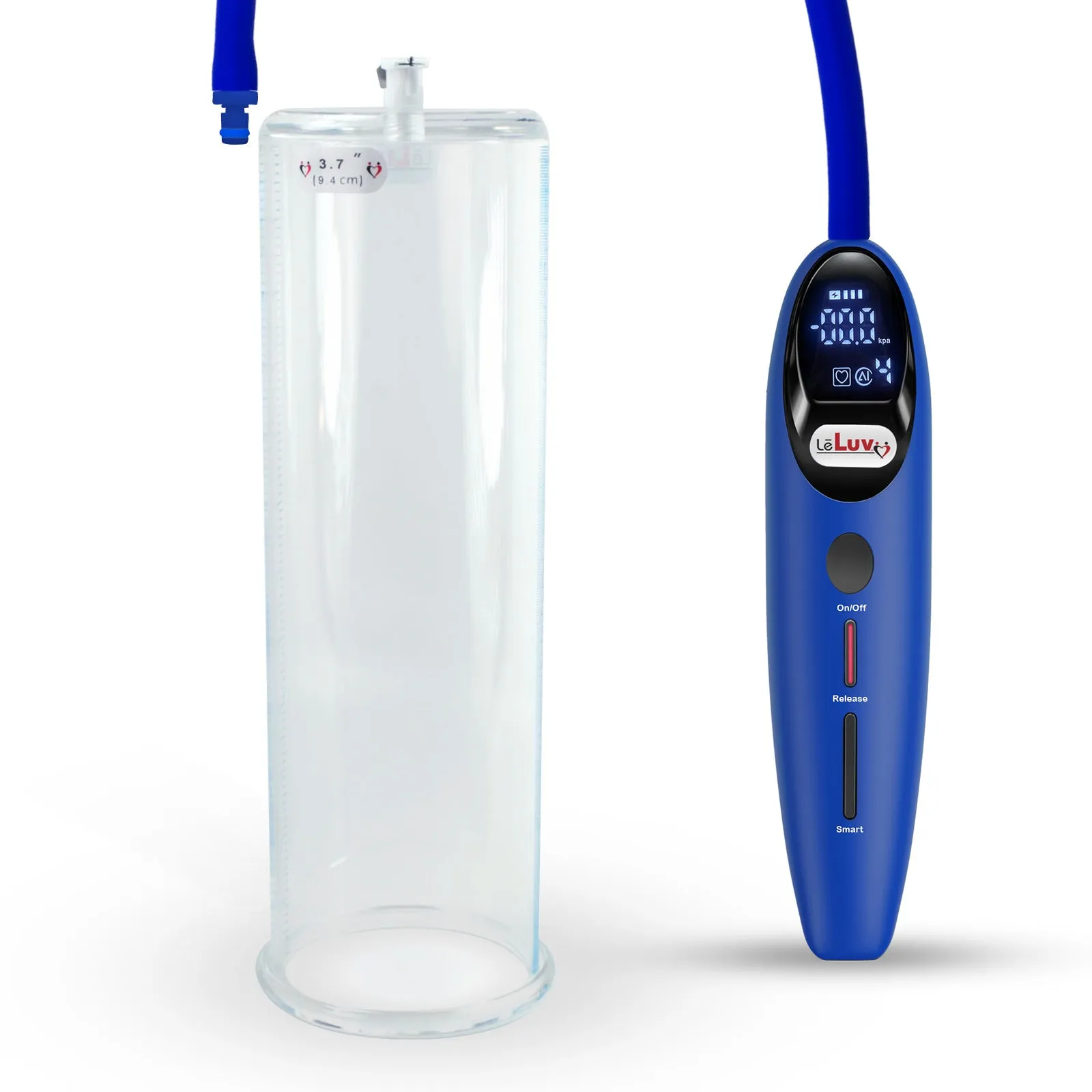 LeLuv Magna Smart LCD Penis Pump | 9 or 12 Inch Length Cylinder | Round Flange