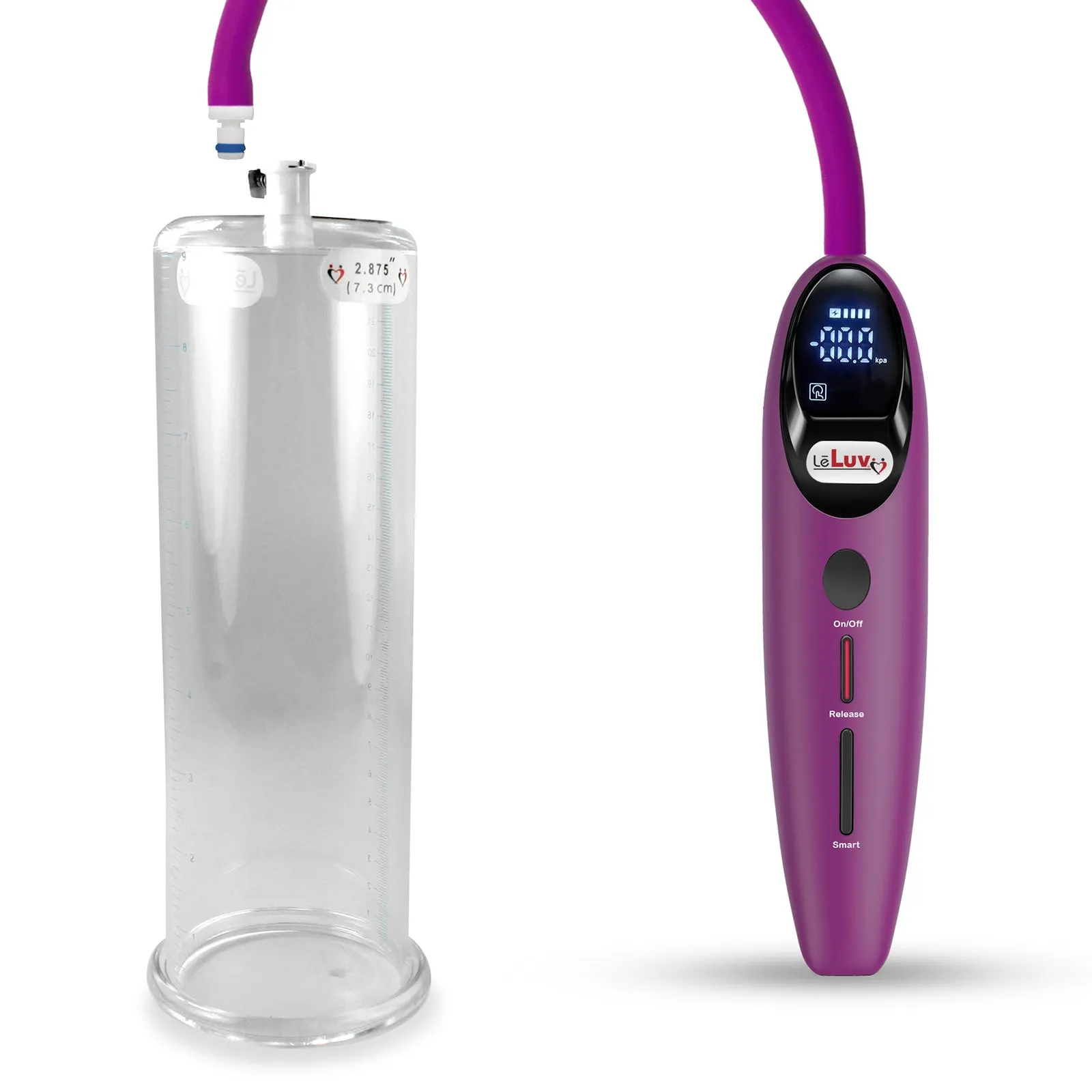 LeLuv Magna Smart LCD Penis Pump | 9 or 12 Inch Length Cylinder | Round Flange