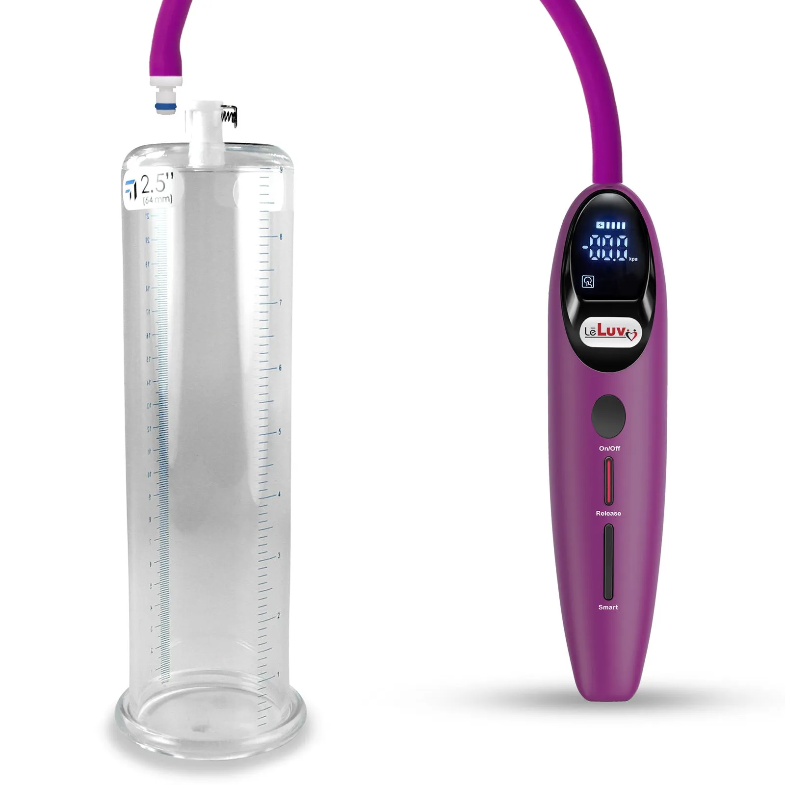 LeLuv Magna Smart LCD Penis Pump | 9 or 12 Inch Length Cylinder | Round Flange