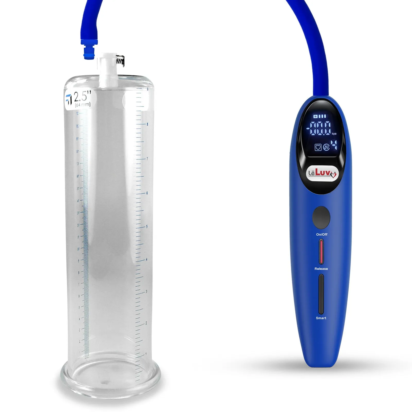 LeLuv Magna Smart LCD Penis Pump | 9 or 12 Inch Length Cylinder | Round Flange