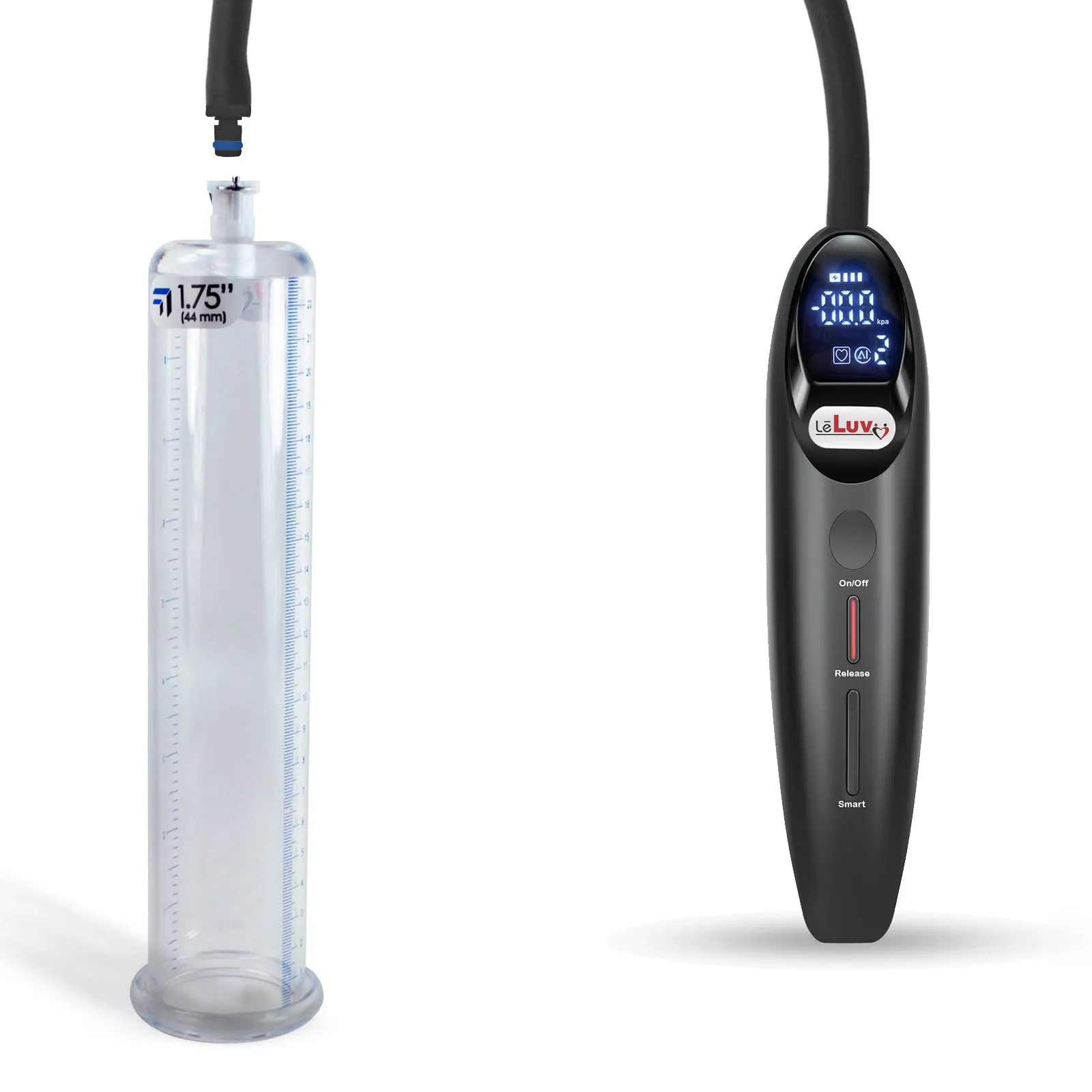 LeLuv Magna Smart LCD Penis Pump | 9 or 12 Inch Length Cylinder | Round Flange