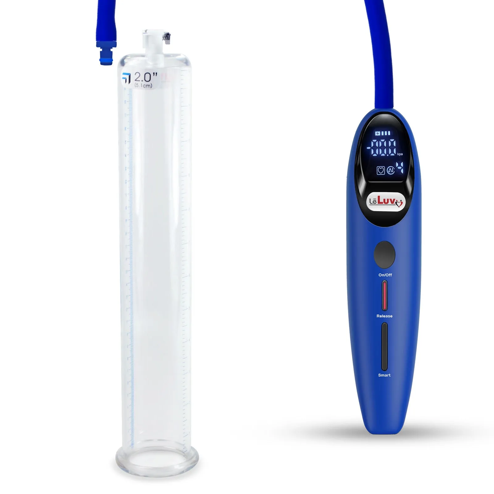 LeLuv Magna Smart LCD Penis Pump | 9 or 12 Inch Length Cylinder | Round Flange