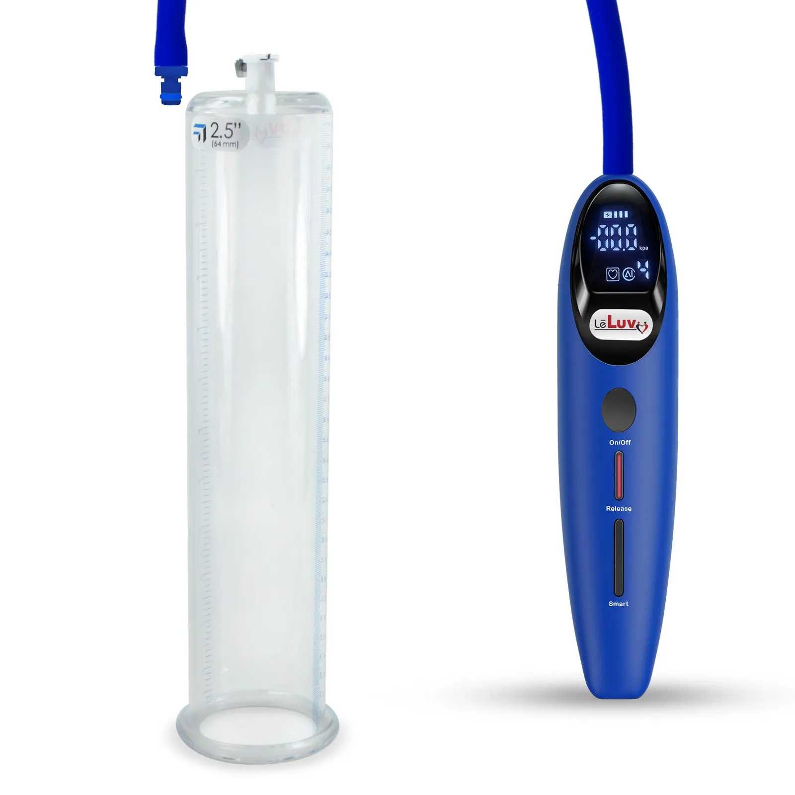 LeLuv Magna Smart LCD Penis Pump | 9 or 12 Inch Length Cylinder | Round Flange