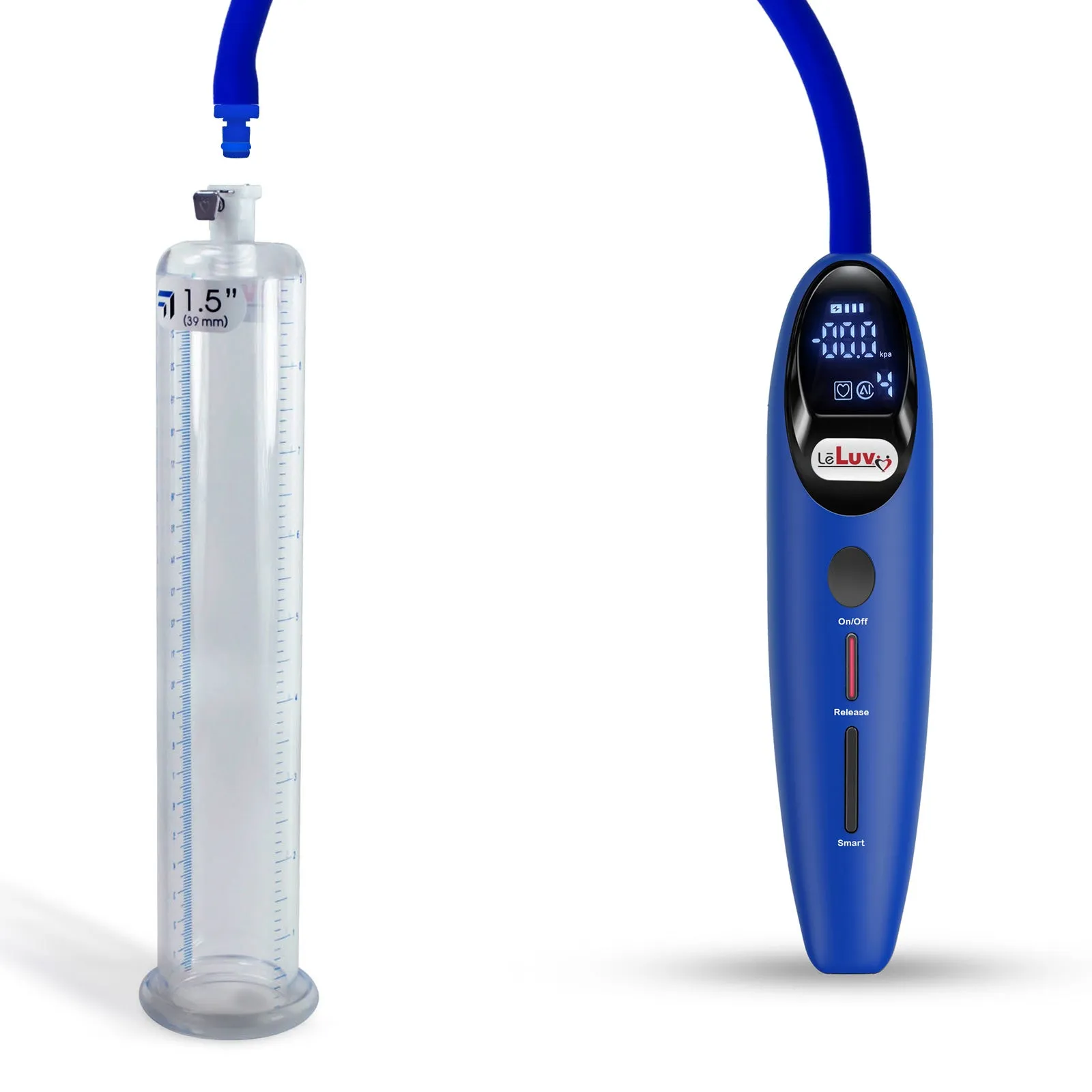 LeLuv Magna Smart LCD Penis Pump | 9 or 12 Inch Length Cylinder | Round Flange