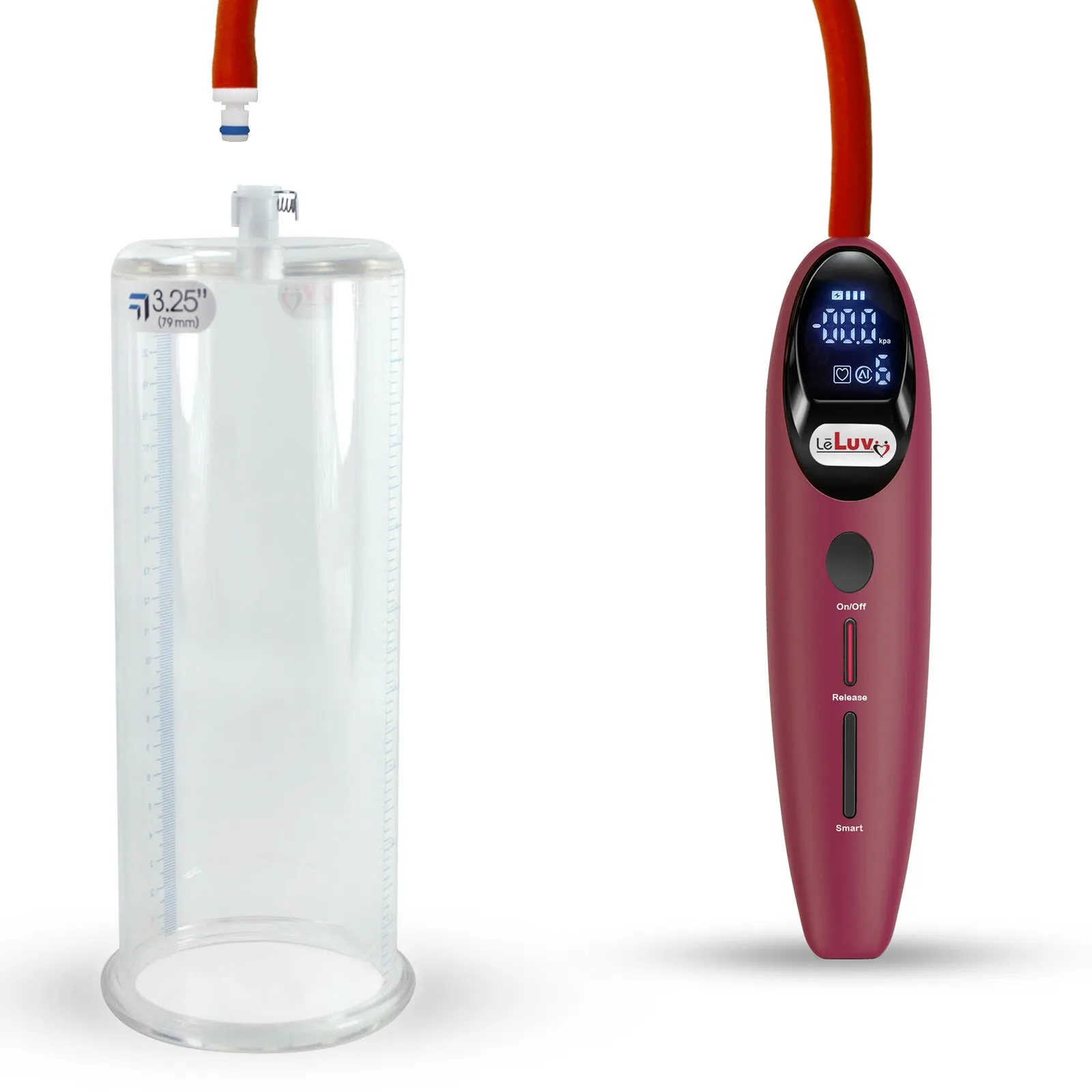 LeLuv Magna Smart LCD Penis Pump | 9 or 12 Inch Length Cylinder | Round Flange