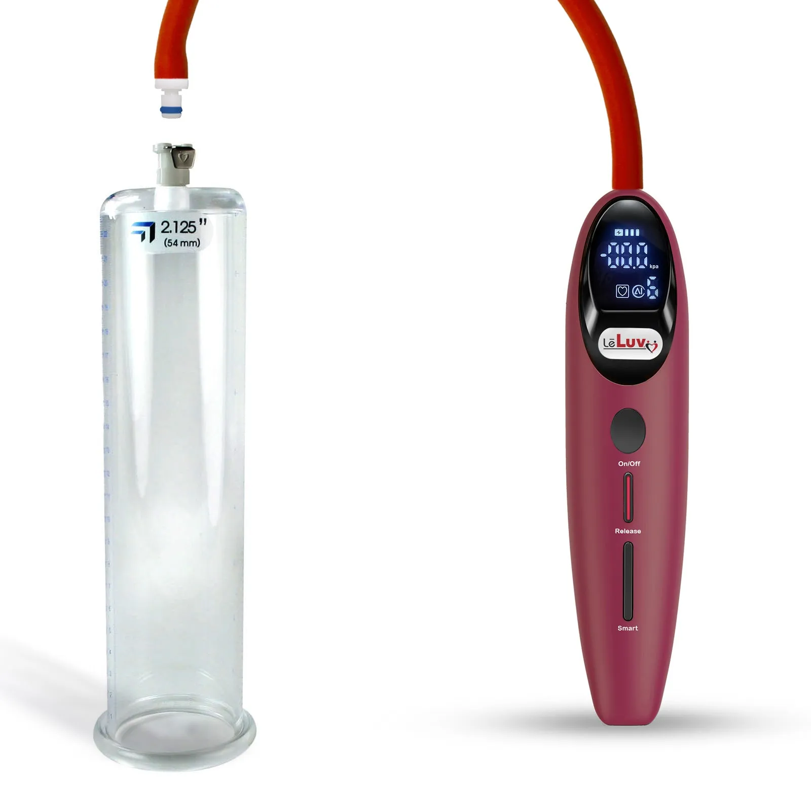 LeLuv Magna Smart LCD Penis Pump | 9 or 12 Inch Length Cylinder | Round Flange