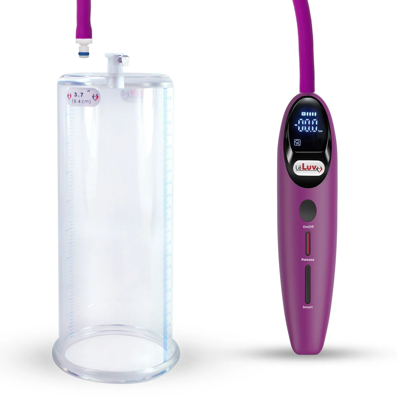 LeLuv Magna Smart LCD Penis Pump | 9 or 12 Inch Length Cylinder | Round Flange